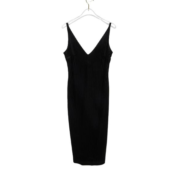 Forever 21 Black Ribbed Velvet Body Con Dress Mini Dress Sexy Going Out Club S - Picture 1 of 10